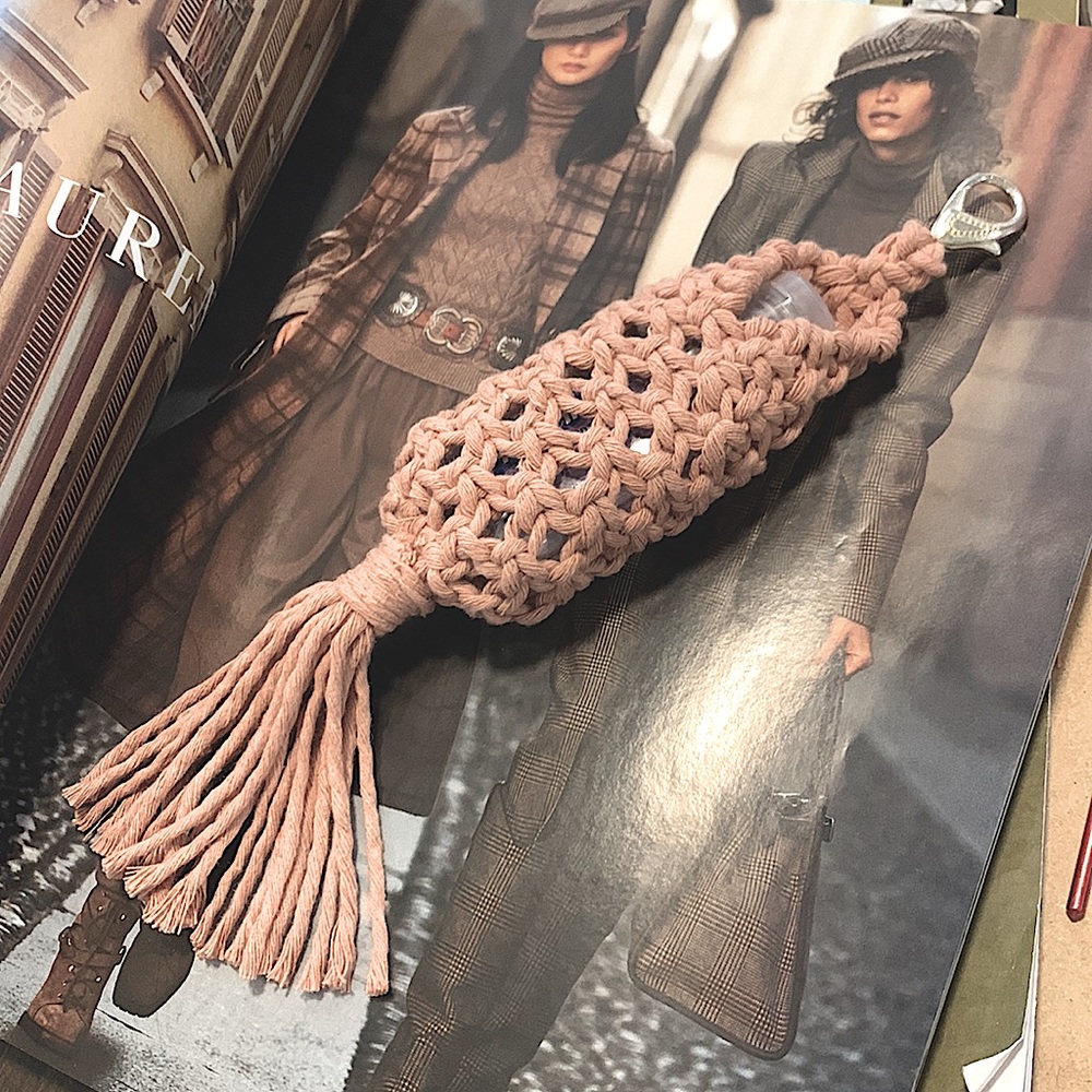 🆕Stay-Safe-Healthy Handmade w/L♥️VE Macrame Knotted Sanitizer Keychain Holder